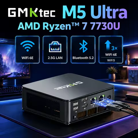 GMKtec M5S M5 Ultra Mini PC Mini Computer Ryzen 7 7730U Ryzen 3 5400U DDR4 RAM SO-DIMM*2 M.2 SSD PCI