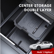 Tesla 2024 Model 3 Highland Double Layer Center Storage Box Organizer Tray Accessories Organizer Tes