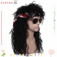 CLEVER Halloween Party Cosplay Wig, Fluffy Punk 70s 80s Rockstar Wig, Curvy Long Mullet Wig