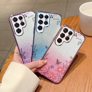 ปลอกสำหรับ Samsung Galaxy เคส A05 A05S A04E A03S A03เคสโทรศัพท์ TPU แบบน่ม A05สำหรับ Samsung A05S ไล่ระดับสีแบบดอกไม้แวววาวกรอบด้านหลังกันกระแทก