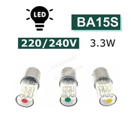 BA15S 220V 240V 3.3W 15mm Single Contact Color LED Bulb Indicator Light