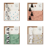 Midori Mini Letter Paper & Envelopes with Stickers - Penguin A/Black Cat A/Panda A/Bichon Frise