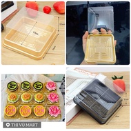 Hộp đựng bánh vuông JLH 10-10 đế đen vàng-10*10cm