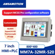 7 Inch HMI PLC All-in-1 Machine Compatible FX3U 16DI 16DO 5AI 2AO PT100 Controller Touch Screen Pane