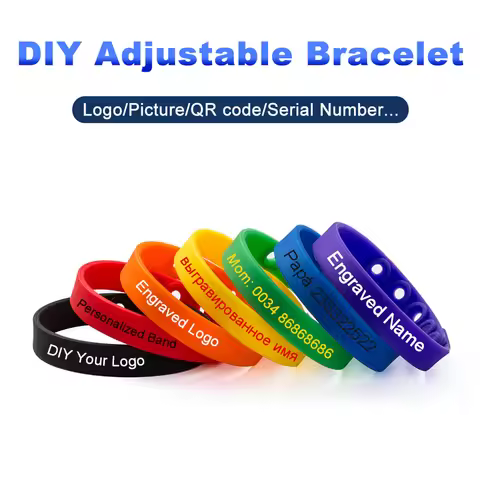 Adjustable DIY Silicone Bracelet Personalized Kids Wristbands Rubber Wristand Custom for Man Activit