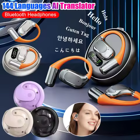 Wireless Bluetooth Translator Headset 144 Languages AI Translator Headphones Real Time Language Tran