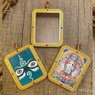 Tibet Double-Sided Thangka Accessories Golden Gawu Box Hand-Painted God of Wealth Pendant Oil Drip P
