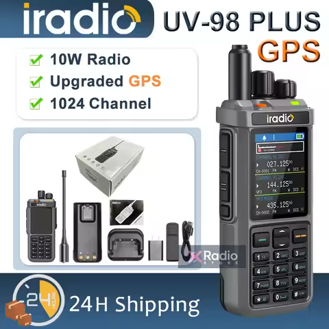 Iradio UV-98 Plus GPS Walkie Talkie APRS 10W Cross Band Repeater CB SW MW LW HF Frequency Scan NOAA 