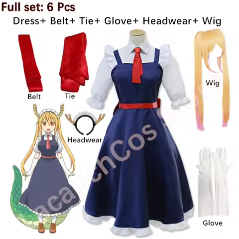 New Anime Miss Kobayashi's Dragon Maid Tohru Cosplay Costume For Women Lacauch Kobayashi Holiday Par