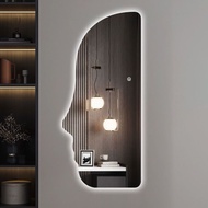 กระจกสมาร์ทกระจกสำหรับแต่งตัวไม่สม่ำเสมอมีกระจกเต็มรูปแบบไฟ LED ติดผนัง3สีห้องนั่งเล่นห้องนอนกระจกเร