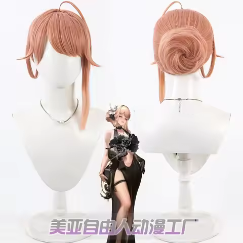 Anime Emma Cosplay Wig Black Dress Style Updo Bun Simulation Scalp Heat Resistant Synthetic Role Pla