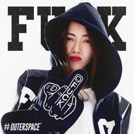 Outerspace 皮革拼接外套 FUCK UUUU!