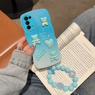 For OPPO Reno5 Pro Reno 5 Pro Case Soft Silicone Casing Waves Back Cover 3D stereoscopic Cute Bear With Bracelet Phone Case