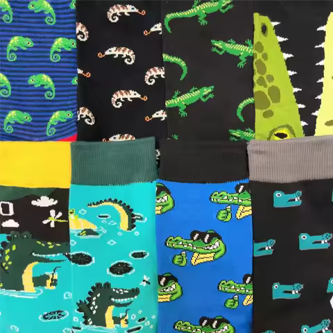 Adult Size Crew Funny Gecko Crocodile Socks Varanid Mane lion Lizard Komodo Dragon Pangolin Little A
