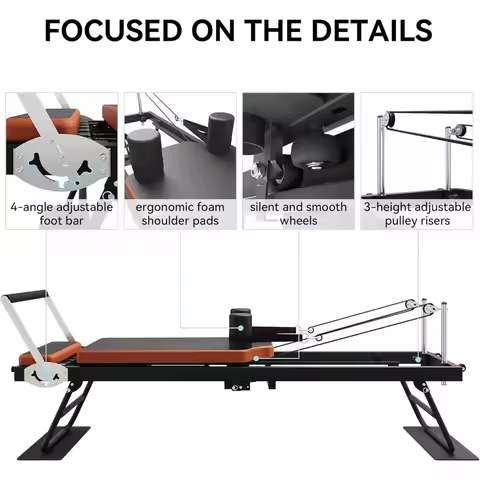 Foldable Pilates Reformer Machine | Home & Gym Workout Equipment | Suitable for Advanced & Beginners