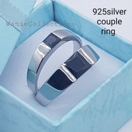 (Black)Original 925 silver black stones couple ring/unisex(cincin perak 925)