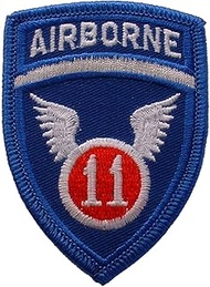 United States Army 11th Airborne Embroidered Patch, White A/B Logo, with Iron-On Adhesive