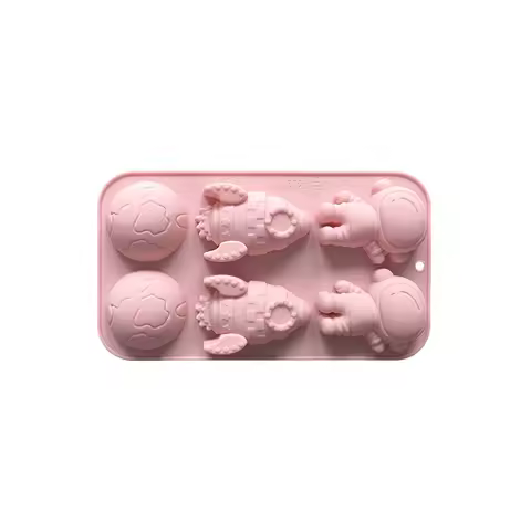 Silicone Mold Chocolate Dessert DIY Handmade Candle Soap Making Tool 6-hole Cartoon Astronaut Rocket