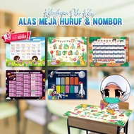 🌸1 DAY SHIP🌸 ALAS MEJA MURID TEBAL 380GSM KALIS AIR - EDISI ABC, NOMBOR, JAWI, SIFIR  (KECERIAAN KEL