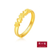 HA3 CHOW TAI FOOK 999.9 Pure Gold Adjustable Ring - Little Hearts F146542
