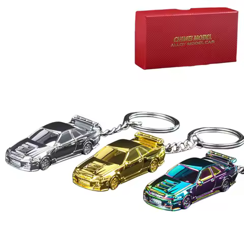 Diecast Nissan RS7 GTR Skyline Alloy Car Model Electroplated Sports Car Keychain Nissan RS7 GTR Skyl