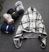 多用途蓋毯午休毯子披肩保暖發熱加絨格子小毛毯加厚男女