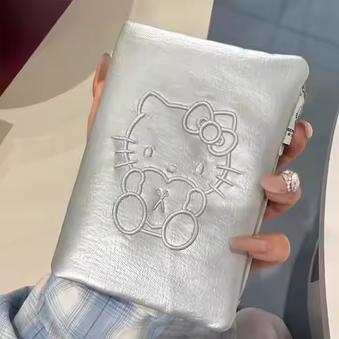 Cute Hello Kitty Silver Passport Clip Multi Functional Card Bag International Travel Ticket Kawaii A