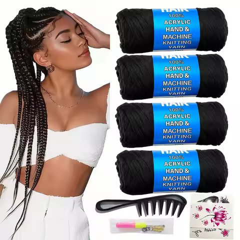 4 6 12 Pcs Synthetic Brazilian Wool Hair Acrylic Yarn 100% Hand Knitting Wool Braiding Hair for Afri