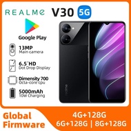 Realme V30 Cellphone MedieTek 700 5G มือถือขนาดกลาง5G Octo Core 5000MAh แบตเตอรี่ Lager 13MP ฟังก์ชั่นการป้องกันของกล้อง HD คู่โทรศัพท์มือสอง