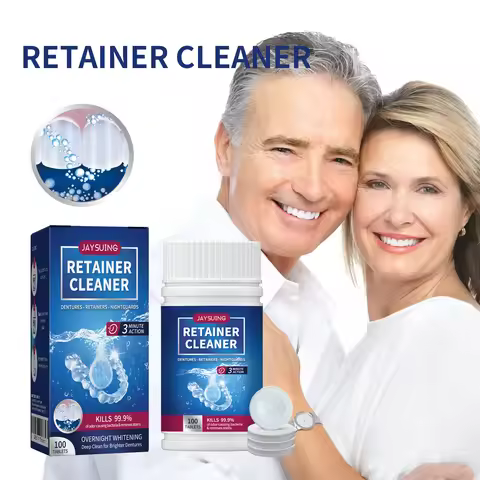 Jaysuing 100PCS False Tooth Cleaning Tablets Denture Cleaning Tablets Removes Odor Orals Cleaning Re