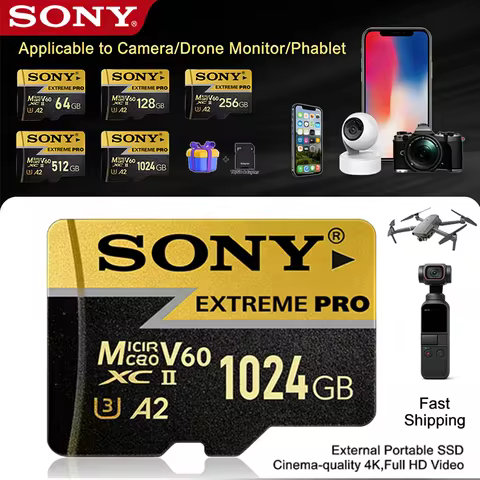 SONY High Endurance 2TB Micro TF/SD Card 128GB 256GB 512GB Memory Card U3 4K Class 10 Flash Card TF 
