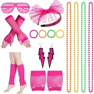 MAGIDOVE 80s Accessories for Women Costume Set Lace Headband Fishnet Gloves Necklace Bracelet for 80