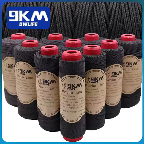 Braided Kevlar Line Black 50-1500 Lbs Fishing Assist Rope High Strength Kite Flying Line Outdoor Cam