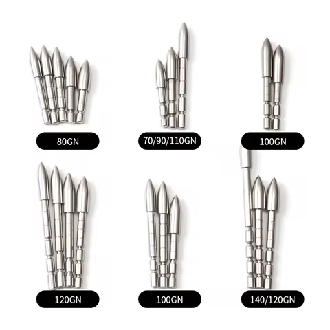 12PCS Stainless Steel Bullet Point Tip For ID 4.2mm Arrow Shaft 70 80 90 100 110 120 Grain Arrow Hea