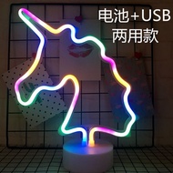 Wholesale Led Neon Sign Light USB LED Neon Table lamps Flamingo Unicorn Bedroom Bedside lights Home Creative 3D Night light