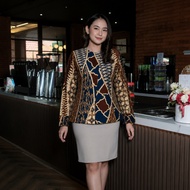 KATUN Puwastri Batik Blouse, Boutique Batik Top Premium Cotton Office WorkWanita