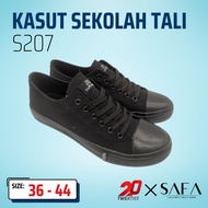 Kasut Sekolah Hitam Tali School Shoes Black Lace Canvas Budak Lelaki Perempuan Twenties S207