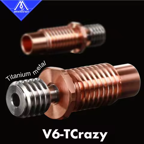 Mellow All-Metal NF V6-TCrazy Heat Break Titanium & Copper 3D Printer Nozzle Throat For 1.75mm V6 Ho