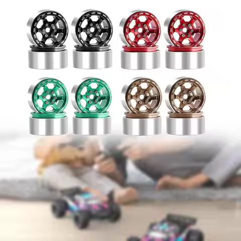 4x 1.9 inch Beadlock Wheels RC Wheel Rim Beadlock for SCX10 D90 Vehicles Car