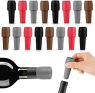 Reusable Sparkling Wine Bottle Stopper 16 Pcs, Silicone Wine Stoppers for Wine Bottles Caps, Double Sealed Wine Sealer Beverage Cover Saver to Keep Wine Champagne Fresh