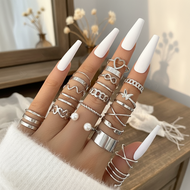 22-piece vintage gold silver ring assortment for women, stackable fashion jewelry gift.  Set 22 Cinc
