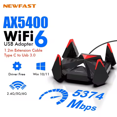 Newfast Adaptador Wifi 6 Usb 3.0 Adapter AX5400 6G/5G/2G High Gain Antena Para Wifi6 PC Cle Network