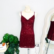Size S bepop Brand Authentic 1 Mini Dress Sparkling Scales Wine Red Suitable For Wearing To Events P