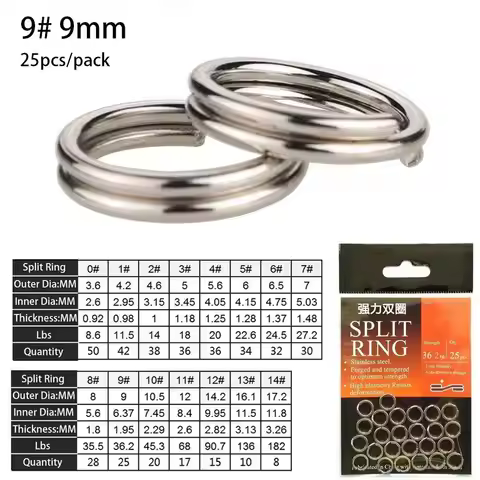 25-50pcs 304 Stainless Steel Fishing Split Ring 3mm-9mm Snap Split Ring Jigging Ring Fishing Tackle 