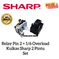 [BISA COD]Relay Ptc overload kulkas Sharp 2 pintu | pin 2 + 1/6 Set Relay