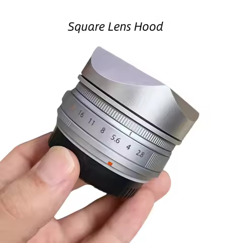 Screw-on Metal Square Lens Hood With Metal Cap for Fujifilm Fujinon XF23mm F2.8 R WR - XE5 Camera Ac