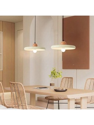 1入裝led圓盤吊燈,奶油色,北歐法式風格,適用於餐桌、酒吧櫃、客廳、書房、沙發旁、床頭裝飾,直徑：20cm,需自行準備燈泡/光源