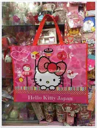 小花花日本精品♥ Hello Kitty 日本帶回 購物袋 防水購物袋 環保袋 大臉趴姿花朵42134305