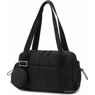 CAMTOP Mini Gym Bag Women, Small Gym Tote Bag Puffy Quilted Sports Duffel Bag with Wet Compartment a