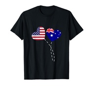 Loving USA Australia Flag Heart Australian Americans Love T-Shirt